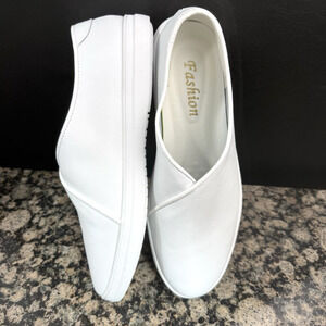 Moccasins Men's Loafers Leather Flats White Color Size 10